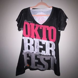 America’s Oktoberfest Zinzinati black red white distressed tee t-shirt LARGE